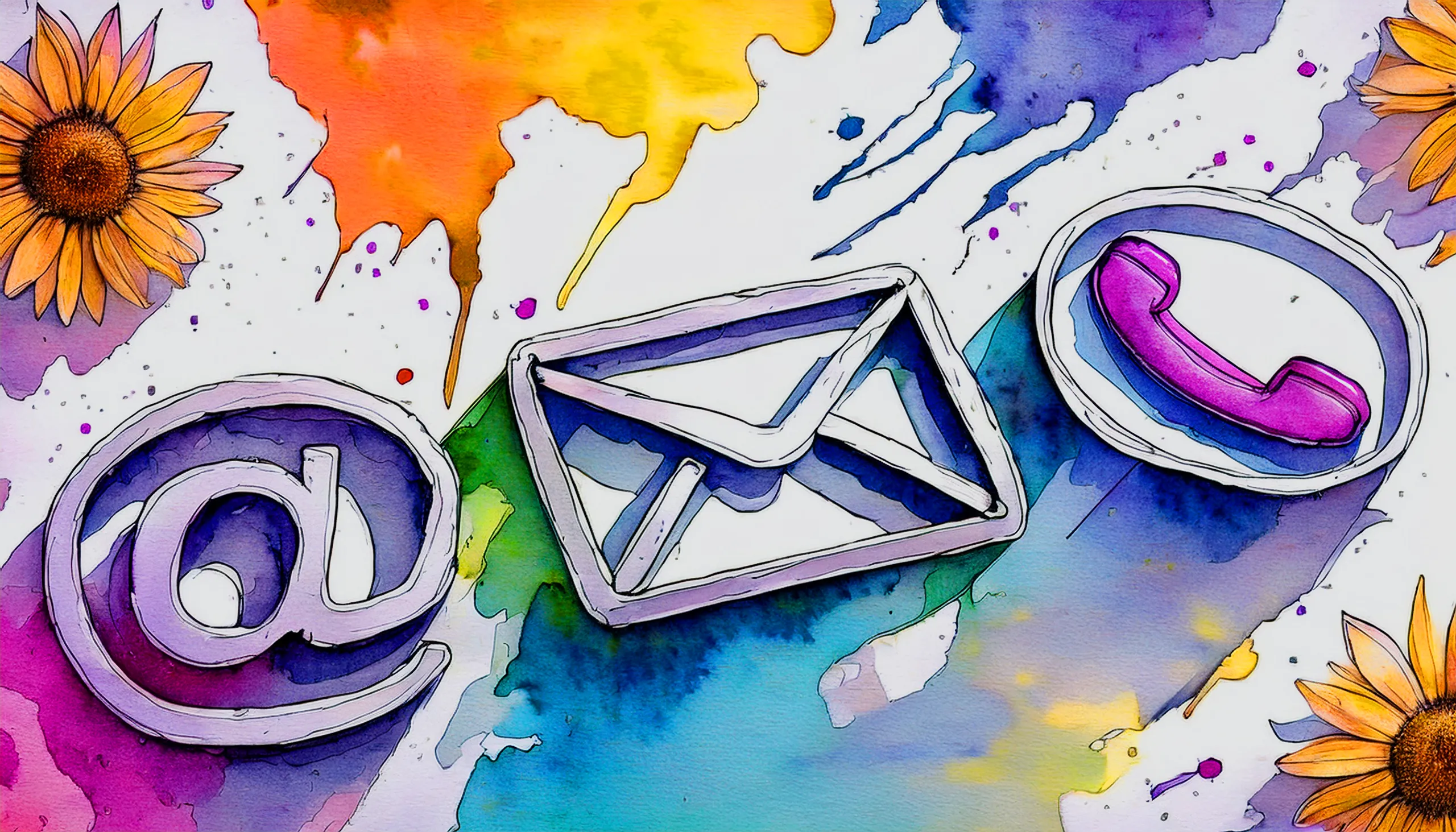 Stilisierte Zeichnung von Kontakt-Icons.