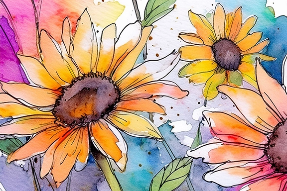Sonnenblumen Mobil Stilisierte Zeichnung von Sonnenblumen